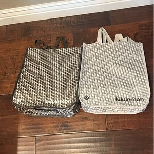 Lululemon Reusable Tote Bags Set- 2 Large-white, cream, brown